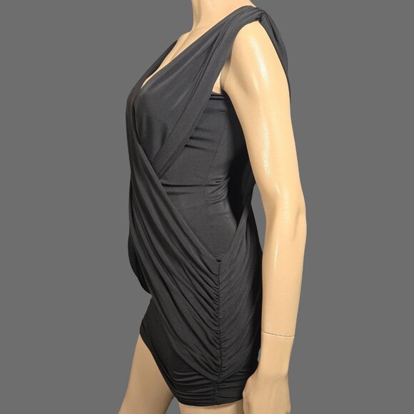 BCBGMAXAZRIA Black Draped Mini Dress Size XS Party Cocktail Club 2000s Y2K - Picture 4 of 13